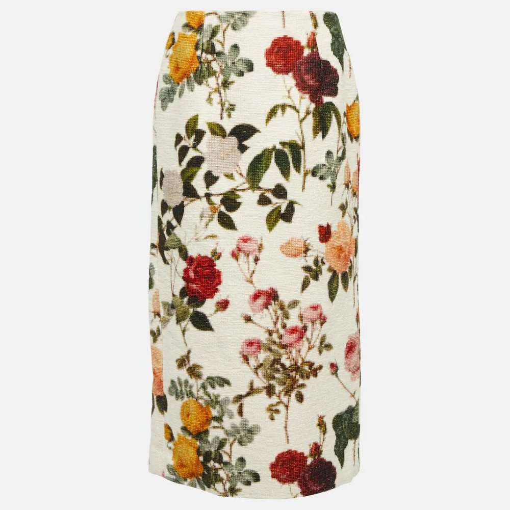 OSCAR DE LA RENTA Floral cotton-blend pencil skirt, NWT